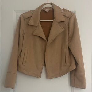 Philosophy Beige Suede-Look Moto Jacket Sz M